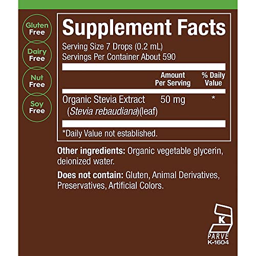 Organic Stevia, Zero Calorie & Zero Sugar Sweetener (4 Fl. Oz.) for Dieters
| Organic Stevia, Zero Calorie & Zero Sugar