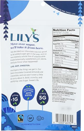 Lily's Sweets Dark Chocolate Covered Almonds for Health-Conscious Consumers - Fair Trade Certified
| Lily's Sweets Dark