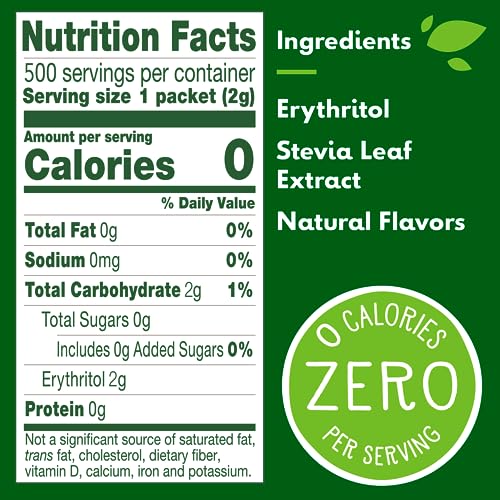 Truvia Original Calorie-Free Sweetener from Stevia Leaf, 35.25 oz Box, 500 Count (Pack of 1)  
Truvia Original Calorie-F
