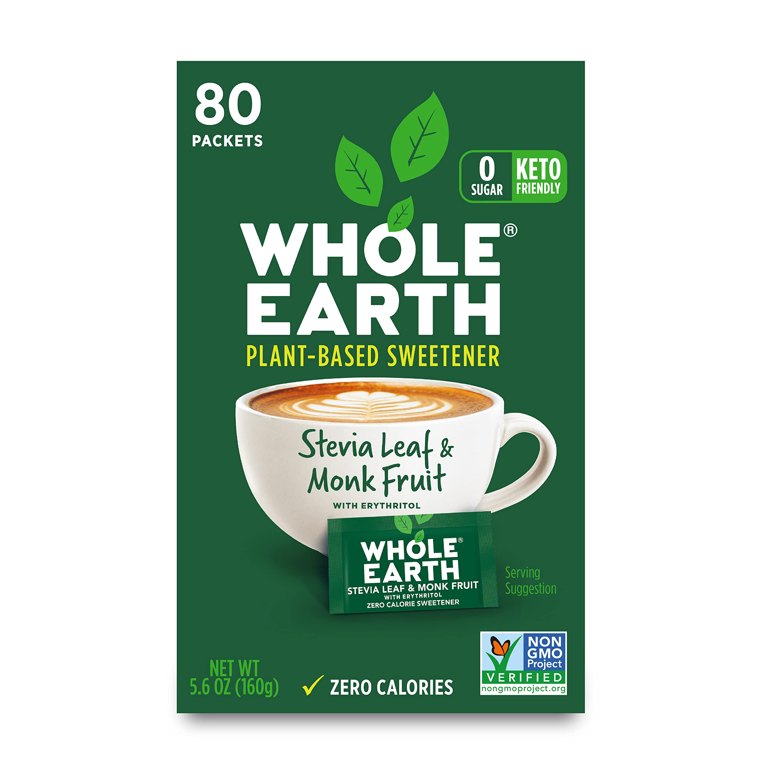 Whole Earth Sweetener Co. Nature Sweet Stevia & Monk Fruit Sweetener, Sugar Substitute, Natural Sweetener, 80 Count
| W